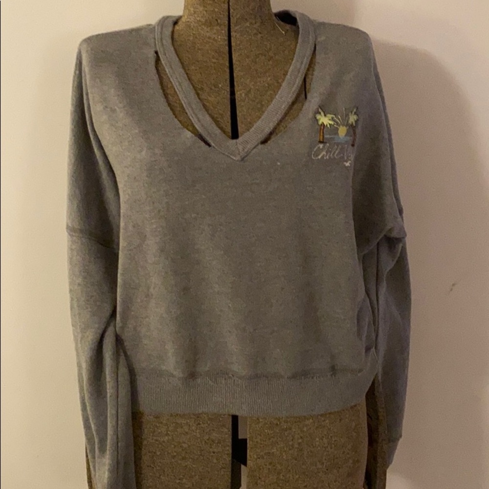 Hollister grey hoodie with neckline cutouts